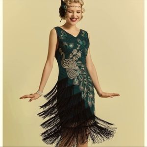 NEW Babeyond Flapper Gatsby Peacock 20’s dress S